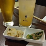 馬肉料理 吉兆 - お通し（烏賊・オクラ）