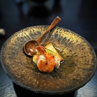 鉄板焼さわふじ - ✽ 車エビの後ろにみえるのは、ヘチマで、更に後ろはエリンギかな。　美味しい。