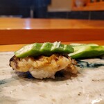 天寿し - 焼きサザエ ～ オクラ