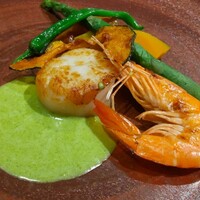 イタリア料理 ルッチコーレ - 帆立と海老のグリル パプリカソース