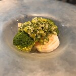 イタリアン チャイナバル村塾 - 海老とブロッコリーの生姜ネギソース