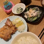 京都石塀小路豆ちゃ - 塩鶏の柚子胡椒焼き　1,600円　本日の小鉢は胡麻和え、棒棒鶏、クズよせ