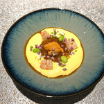 薪焼き flamma - とうもろこしのクリーム、スープのような前菜