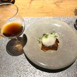 薪焼き flamma - 鰻のリゾット、4日間煮込んだ出汁のソースをかけて