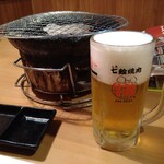 元氣七輪焼肉 牛繁 - 生ビール 583円