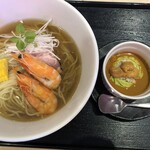 麺屋一燈 - 伊勢海老の冷やし麺とウニ・ズワイガニのビスク添え