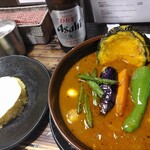 ラマイ - ライスS　目玉焼き、　チキンカレー　スープ大盛り、辛さ3