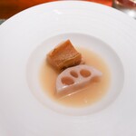 蒼 - 佐渡黒アワビ、自家製バター、れんこん三兄弟