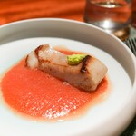 蒼 - 愛媛藤本さんより神経締めマナガツオムニエル、北海道余市中野さんのトマトソース