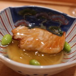 西麻布 うに成 - 鱸の藁焼 錦糸瓜の餡掛