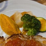 キッチン ブルー グローブ - 備え付け野菜のアップ