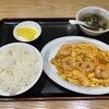竹苑 - エビと玉子のチリソース炒め定食です。（2024年7月）