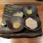 Tokyo Style Noodle ほたて日和 - 帆立と、鰹塩、わさび、柑橘系(すだちかな)　麺に絡めて味変です。