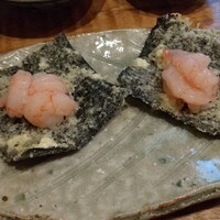 浅草 ひら山 - 甘海老の磯辺揚げ