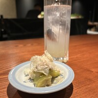 鳥さと 別邸 - 冷製翡翠茄子のそぼろ餡掛け