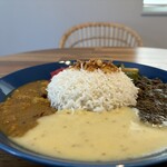 Cafe Tone 48 - 料理写真:鯖キーマカレーとポークカレーの合いがけ