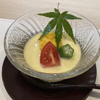 天婦羅 桂 いし坂 - 冷やし茶碗蒸し　とうもろこしのソース