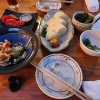 先斗町 四季 よし菜 - だし巻き、鶏皮の唐揚げ