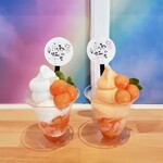 雨のち虹 - 料理写真:果肉つきメロンソフト ミルク 648円・メロン 756円