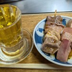 宇ち多゛ - 梅割りと　レバボイルとガツ一本ずつお酢　です