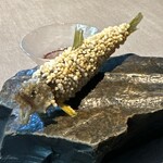 茶禅華 - 紹興酒に漬けた鮎　あられ揚げ