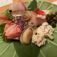 大門町 ちろり - お造り（旬魚六種盛り【鮪・平目・平政・鱧・牡丹海老・帆立】