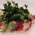 ホタテ貝とパルマ産生ハム