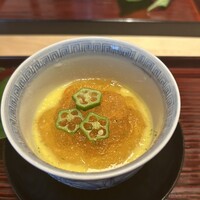 京味 もと井 - とうもろこしの冷製茶碗蒸し　雲丹、梅と昆布のジュレ
