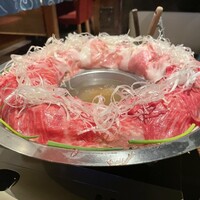 肉匠 とろにく 恵比寿店 - 肉炊き鍋（A5黒毛和牛と松坂豚）