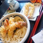 かわたうどん - 海老天ぶっかけ、海老単品追加