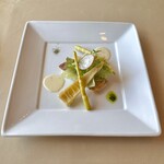 プロヴァンスの日曜日 - お昼のフルコース(\4,800) 本日のお魚料理：沼津産イトヨリダイのポアレ　破竹・根曲がり筍