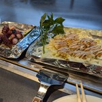 広島流お好み焼き　七夜 - 海老マヨと瀬戸内海産真蛸バター醤油焼