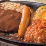 ガスト - 料理写真:鉄板ハンバーグミックスグリル ¥820