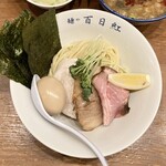 百日紅 - 煮干辛つけ麺（麺半）＋特製仕様＋キャベツ