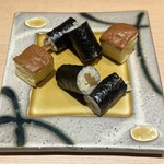 熊本 鮨 銀座ふくじゅ - 干瓢巻き、カステラ。