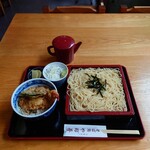 やぶ善 - ランチセット C：ざる or たぬき そば + ミニえび天丼、1,050円
      + 麺を"中華麺"に変更、50円。