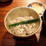 薪鳥新神戸 - 薪そぼろご飯 + 韮