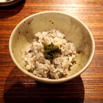 薪鳥新神戸 - 薪そぼろご飯 + 生姜 + かんずり