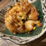 莉々庵 - 海老さんに小柱とコーンのかき揚げ