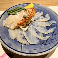蟹たくみ - お造り（毛蟹、河豚刺し）