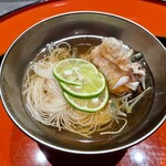 ななにん - 甘鯛 松笠揚げ、広島じゅんさい、熊本 絹素麺
