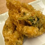 御膳蕎麦 雷門 田川 - 小柱と海老のかき揚げ