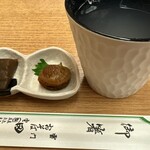 御膳蕎麦 雷門 田川 - 蕎麦湯割りとお通し