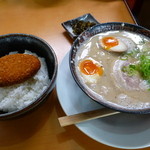 Hakata Nagahama Ramen Yumekaidou - 長浜ラーメンセット＠750＋煮卵＠100