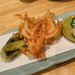 炭火割烹とも - 桜えびかき揚げ、ナス天