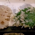 天藤 - 天藤 ＠西葛西 ランチ 天ぷら定食の大葉と蓮根