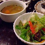 銀杏坂 - セットのサラダとスープ