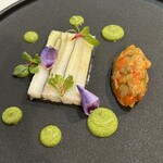 カーサ・デル・チーボ - 穴子のテリーナ　木の芽のペスト　夏野菜のカポナータ　お刺身系は意見が分かれるかも。小骨が当たるのは好まない。