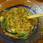 食工房 秀 - 山芋納豆（鶉卵を入れ醤油をかけて混ぜます）