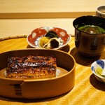 炎水 - ●お食事
      鰻蒲焼き（愛知 浜名湖産養殖）、木の芽ご飯 お漬物、お味噌汁